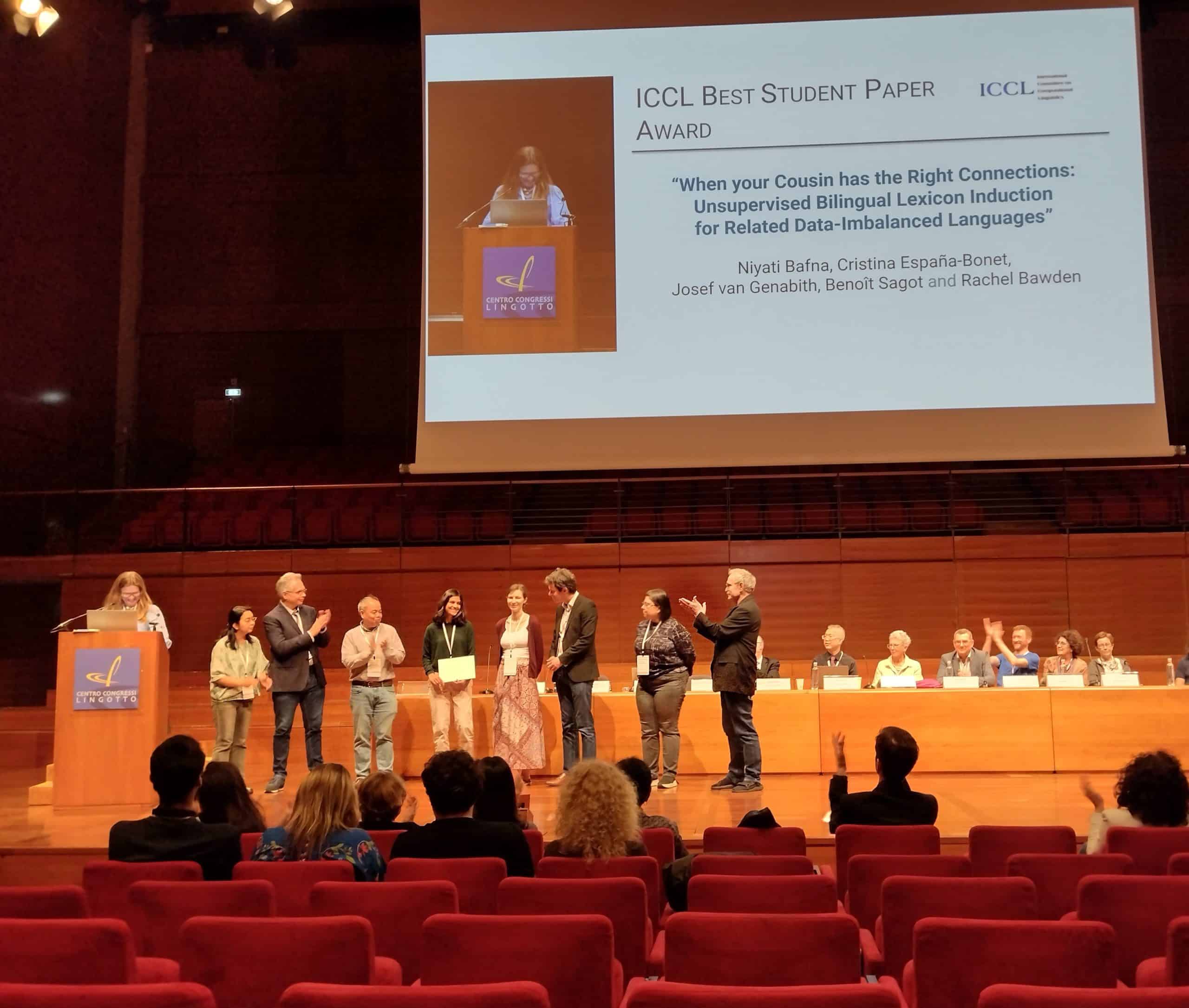 Photo from LREC-COLING 2024 Best Student Paper Award